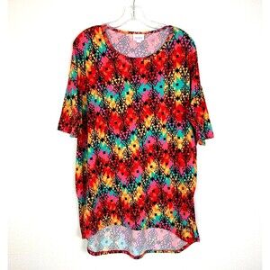 Lularoe Women's Hi-Low Shirt Size S Stretch Oversized Artsy Aztec Geometric